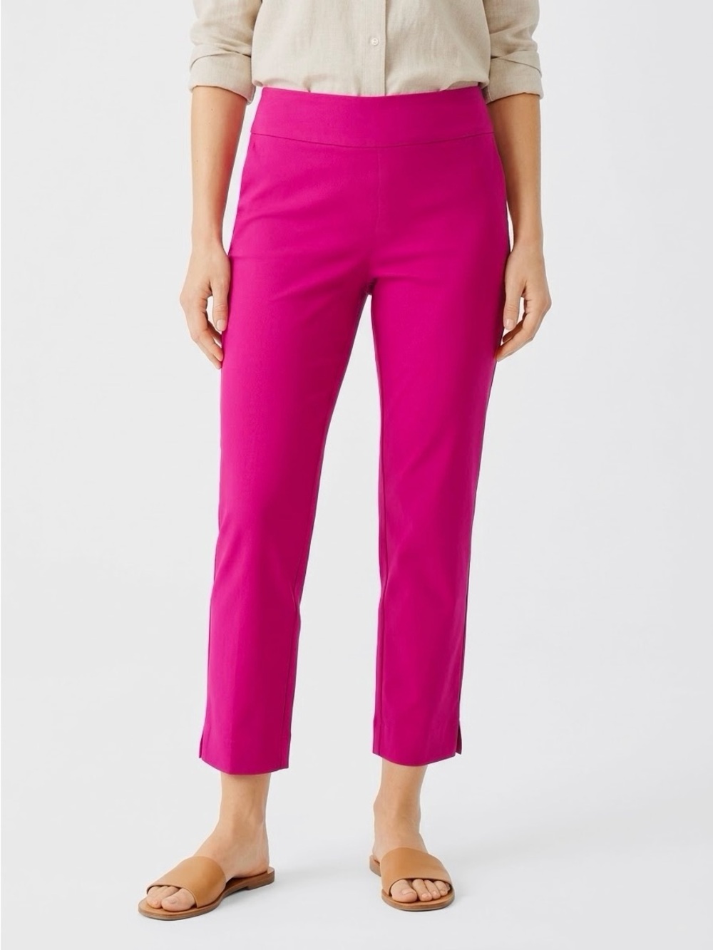 CHICO’S So Slimming Crop Hot Pink Cropped Ponte Pull-On Ankle Pants — #LHP